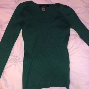 green long sleeve V cut